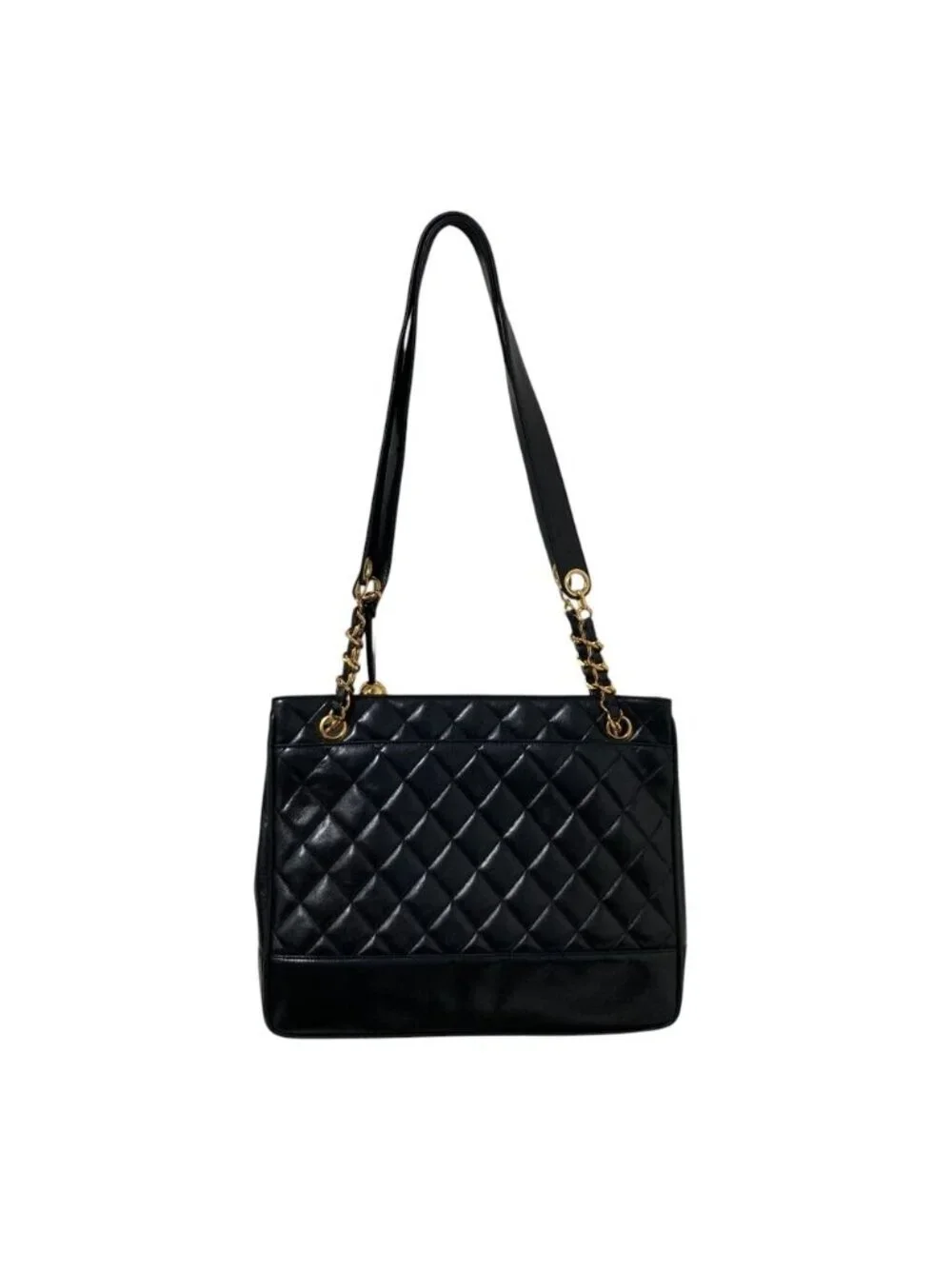Chanel Quilted Lambskin Chain Shoulder Bag Tote Black - Picture 3 of 15